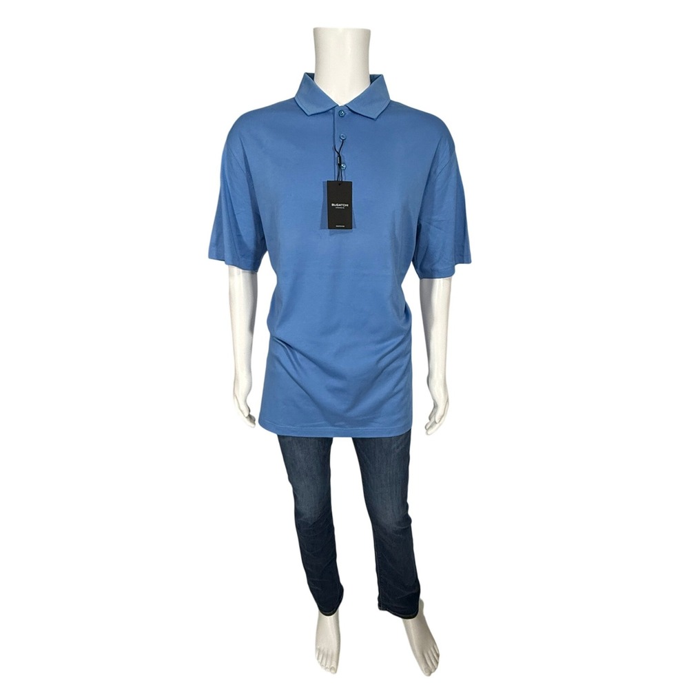 Bugatchi Mens Classic Blue 100% Pima Cotton Short Sleeve Polo Shirt Medium NWT - Picture 10 of 10